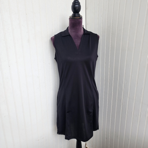 PGA Tour Dresses & Skirts - NWT $68 PGA Tour Airflux Golf Dress Black Athletic V-Neck Collared UPF 50 Sz M